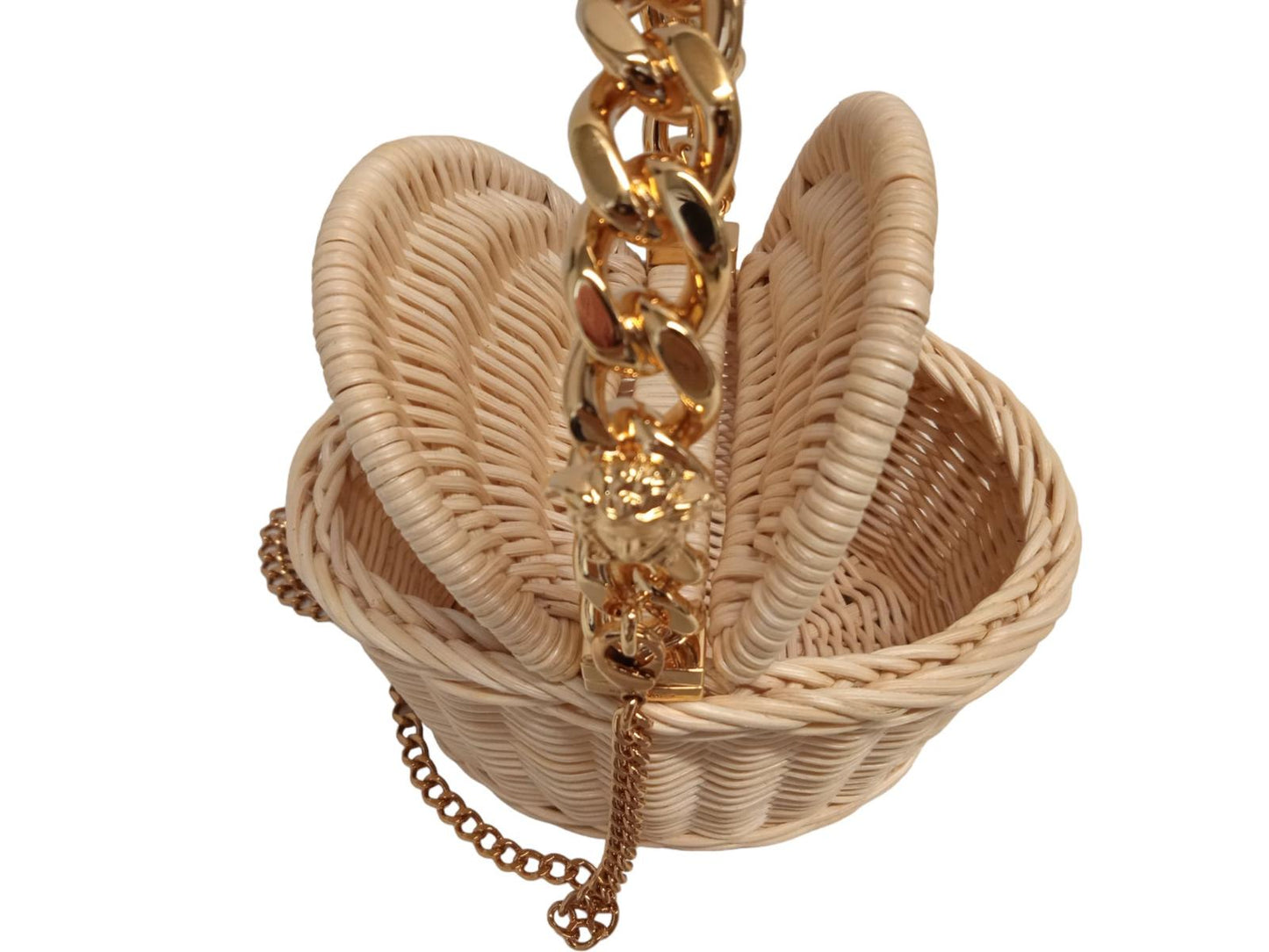 VERSACE Ladies Micro Basket Wood Chain Mini Hand Bag Wood/Gold NEW RRP940