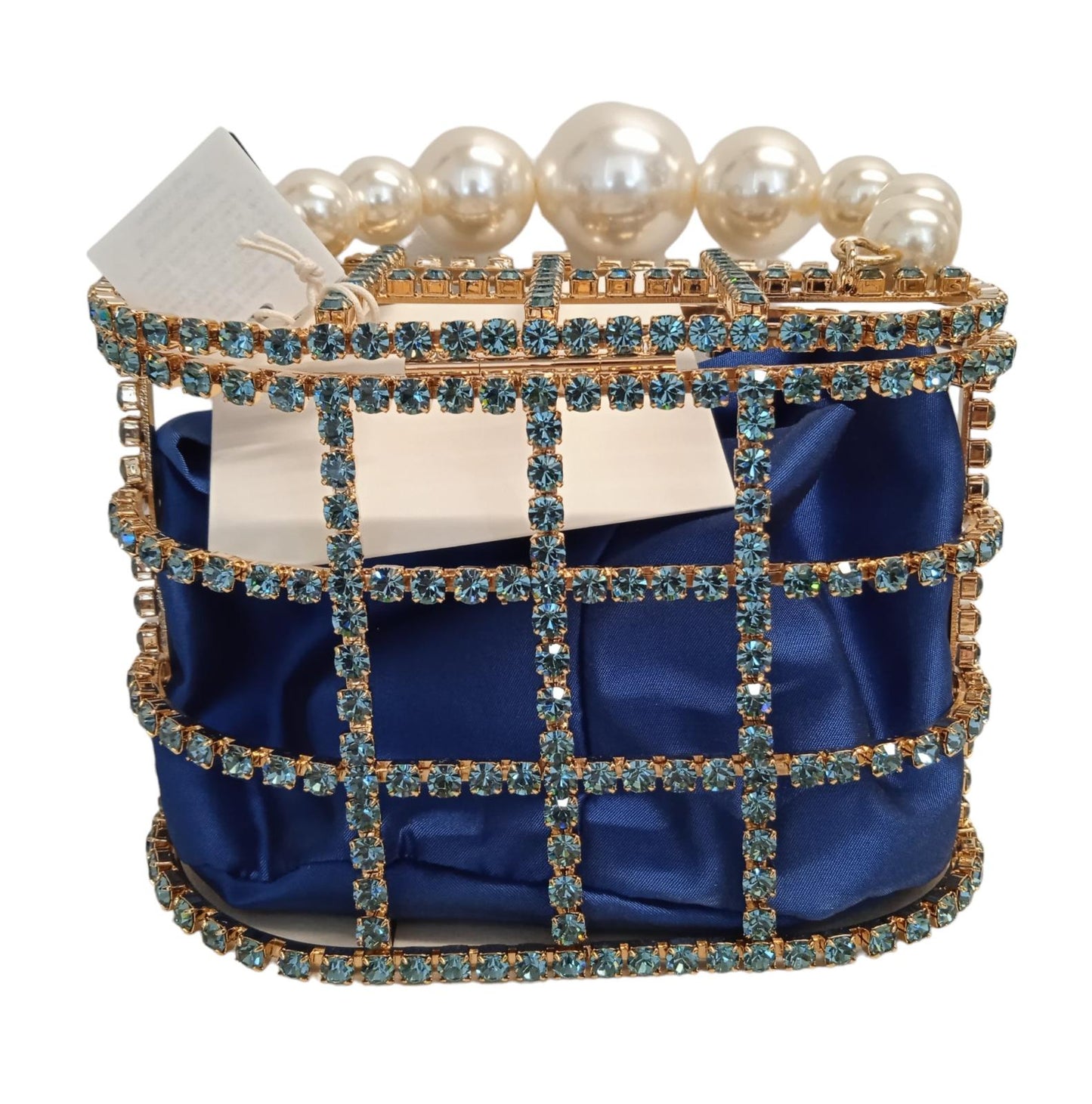 ROSANTICA Ladies Holli Crystal & Faux Pearl Top Handle Bag Blue Multi NEW RRP815