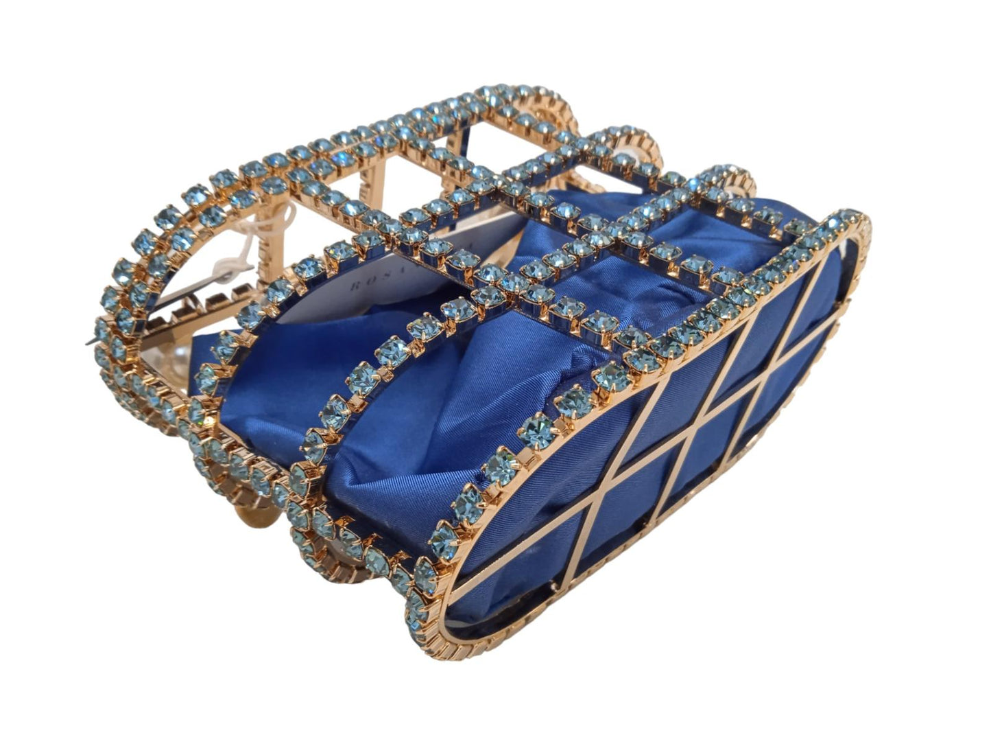 ROSANTICA Ladies Holli Crystal & Faux Pearl Top Handle Bag Blue Multi NEW RRP815