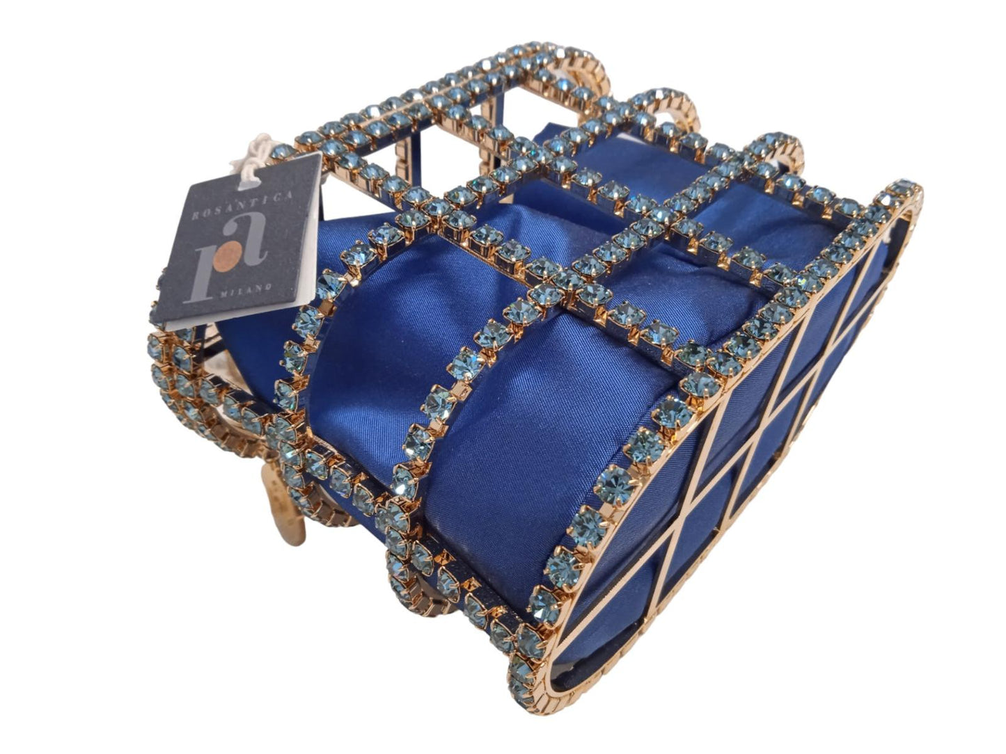 ROSANTICA Ladies Holli Crystal & Faux Pearl Handle Bag Blue Multi NEW RRP815