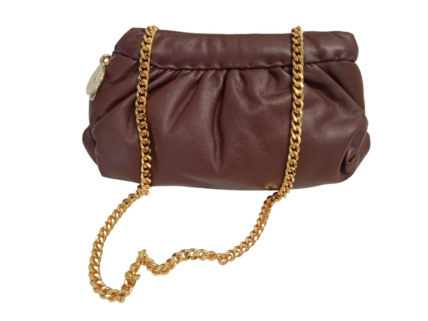 ROSANTICA Ladies Glam Brown Leather Gold Tone Chain Shoulder Bag NEW RRPP690