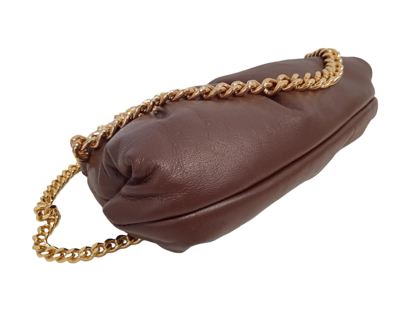 ROSANTICA Ladies Glam Brown Leather Gold Tone Chain Shoulder Bag NEW RRPP690