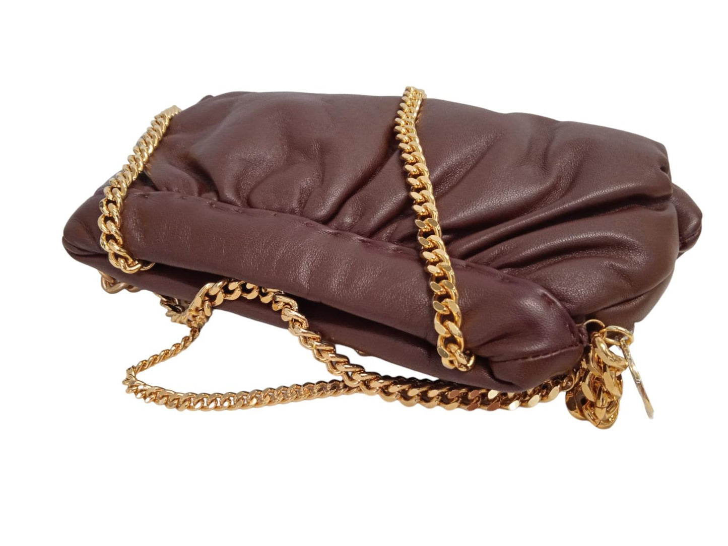 ROSANTICA Ladies Glam Brown Leather Gold Tone Chain Shoulder Bag NEW RRPP690