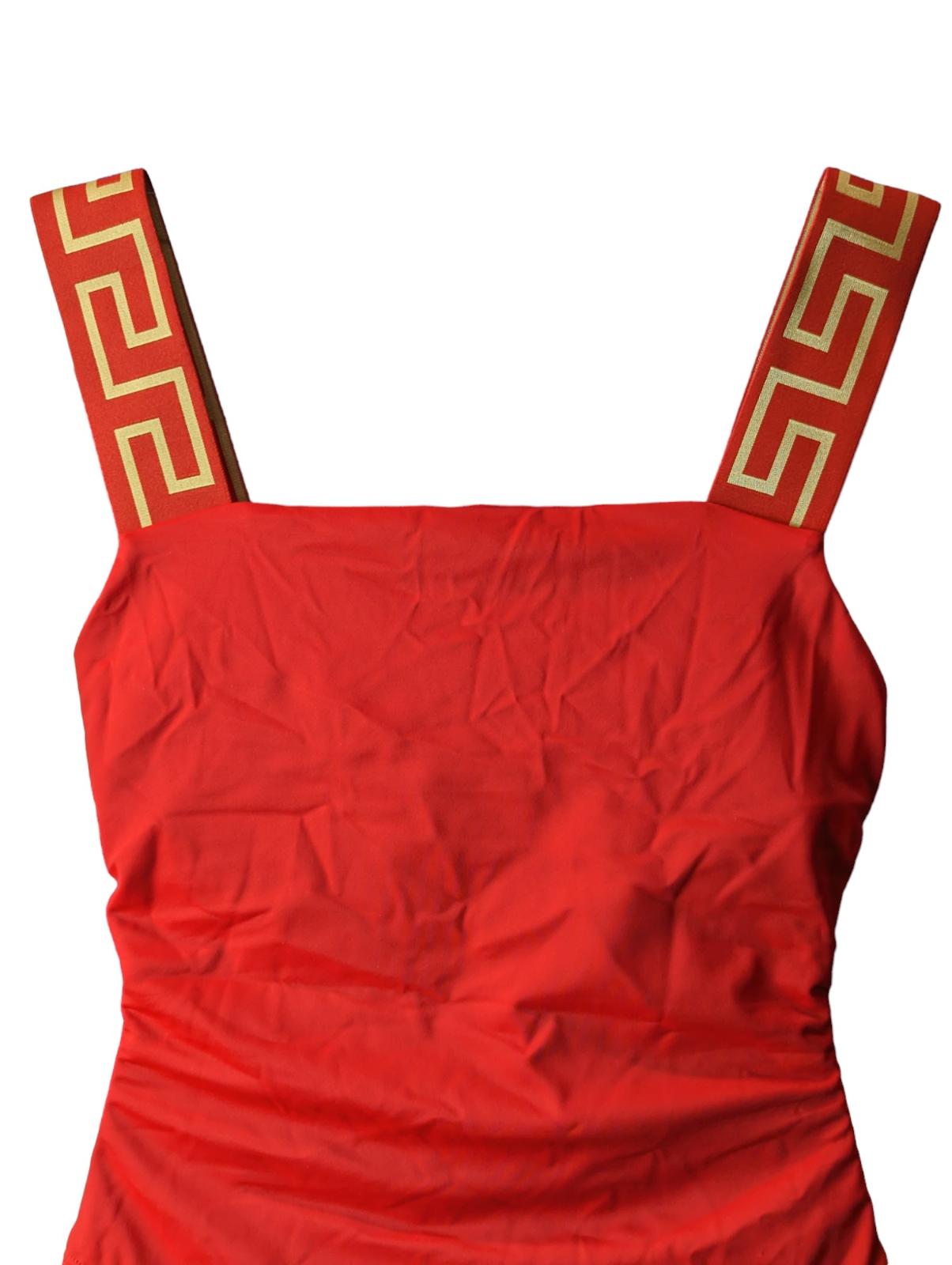 VERSACE Greca Swimsuit Straight Front Low Back Red Size S NEW RRP 235