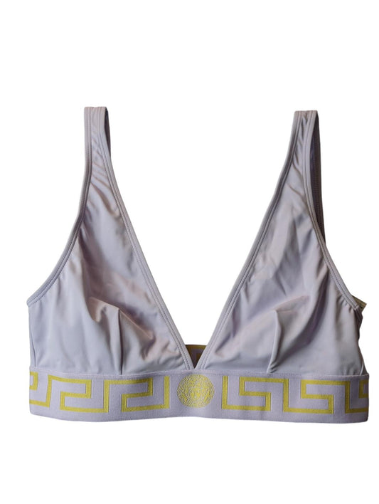 VERSACE Greca Bikini Top V Plunge Bralette Lilac Purple (4) L NEW RRP 120
