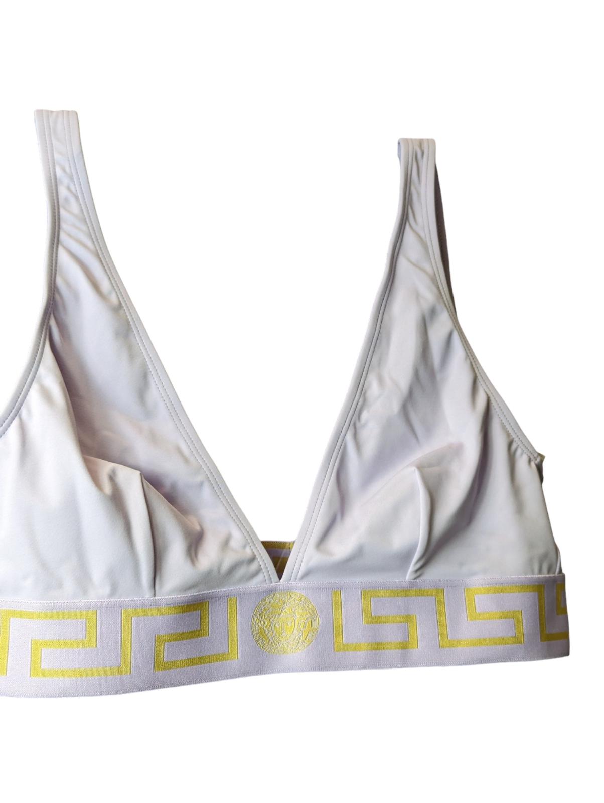 VERSACE Greca Bikini Top V Plunge Bralette Lilac Purple (4) L NEW RRP 120