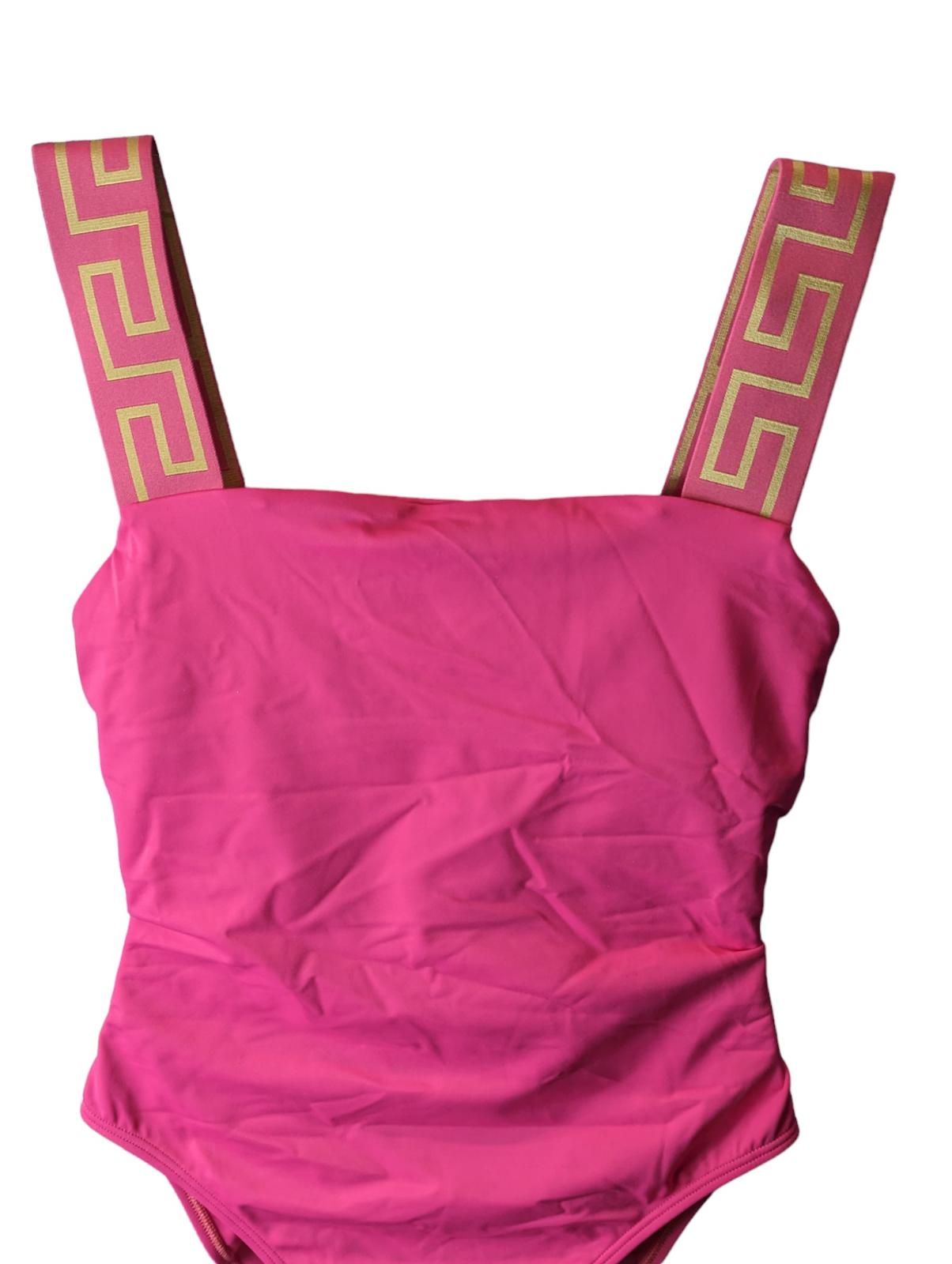 VERSACE Greca Swimsuit Wide Strap Swimming Costume Pink M NEW RRP 225