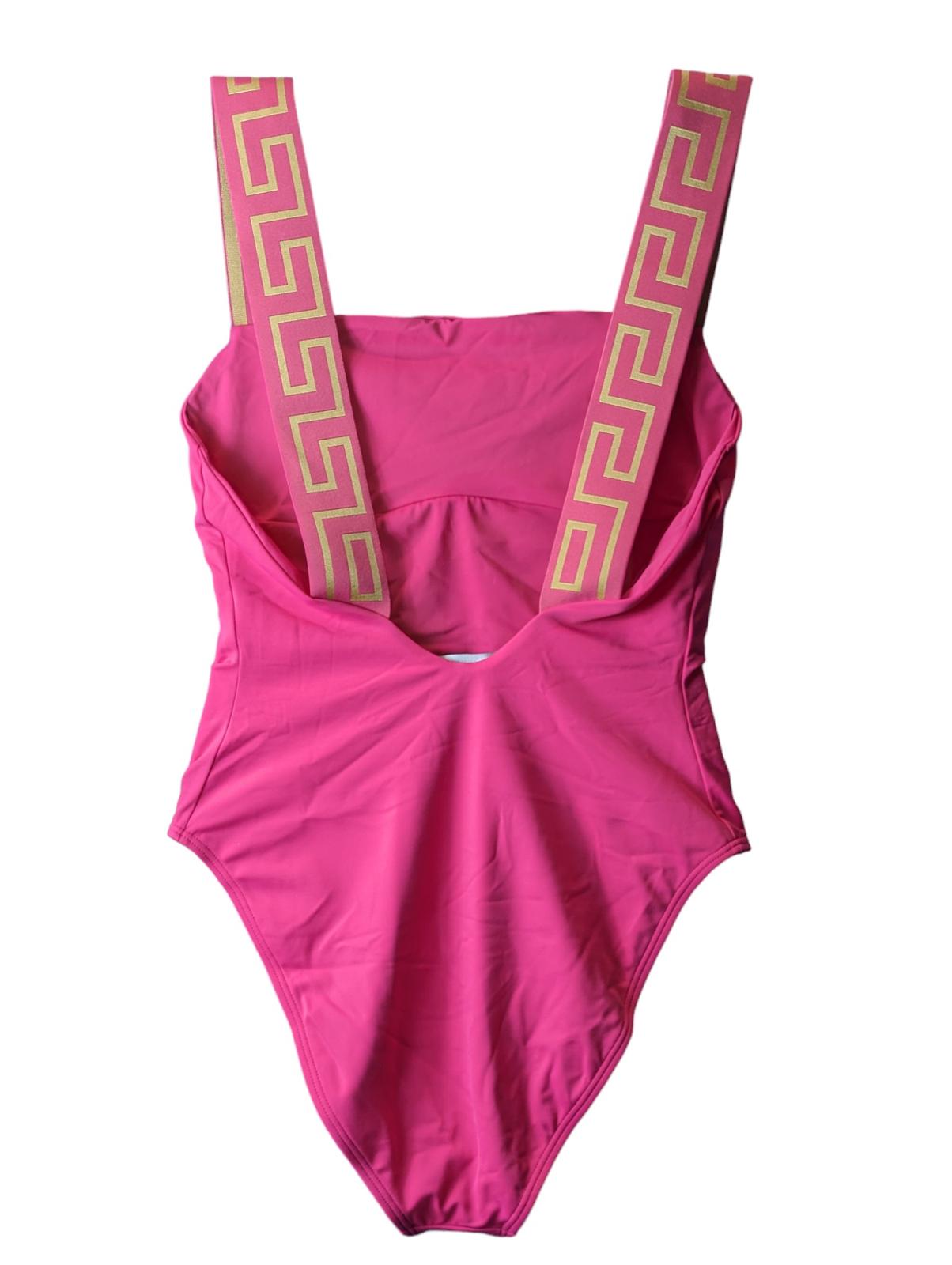 VERSACE Greca Swimsuit Wide Strap Swimming Costume Pink M NEW RRP 225