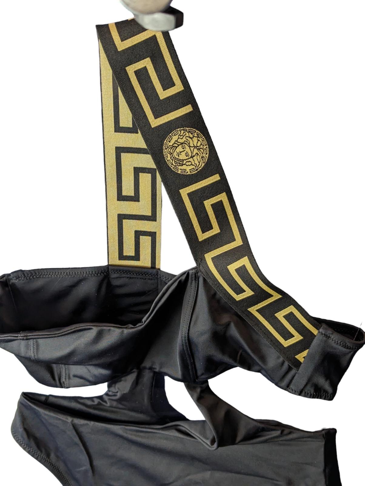 VERSACE Greca Swimsuit One Shoulder Cut Out One Piece Black (1) S NEW RRP245