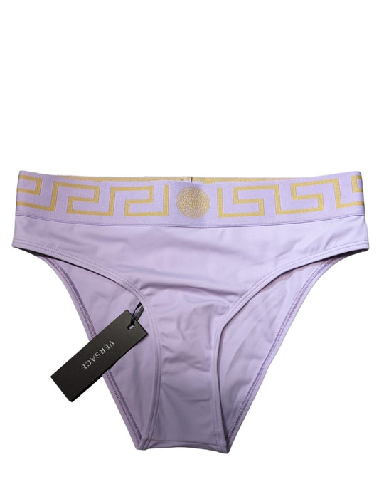 VERSACE Logo Bikini Bottoms Purple Logo Elastic Waist Briefs (2) S NEW RRP 120