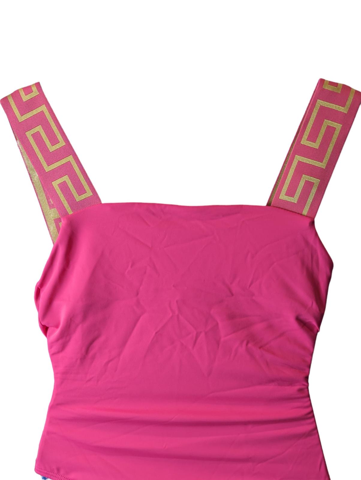 VERSACE Greca Baroque Print Swimming Costume Pink Swimsuit (1) S NEW RRP 225