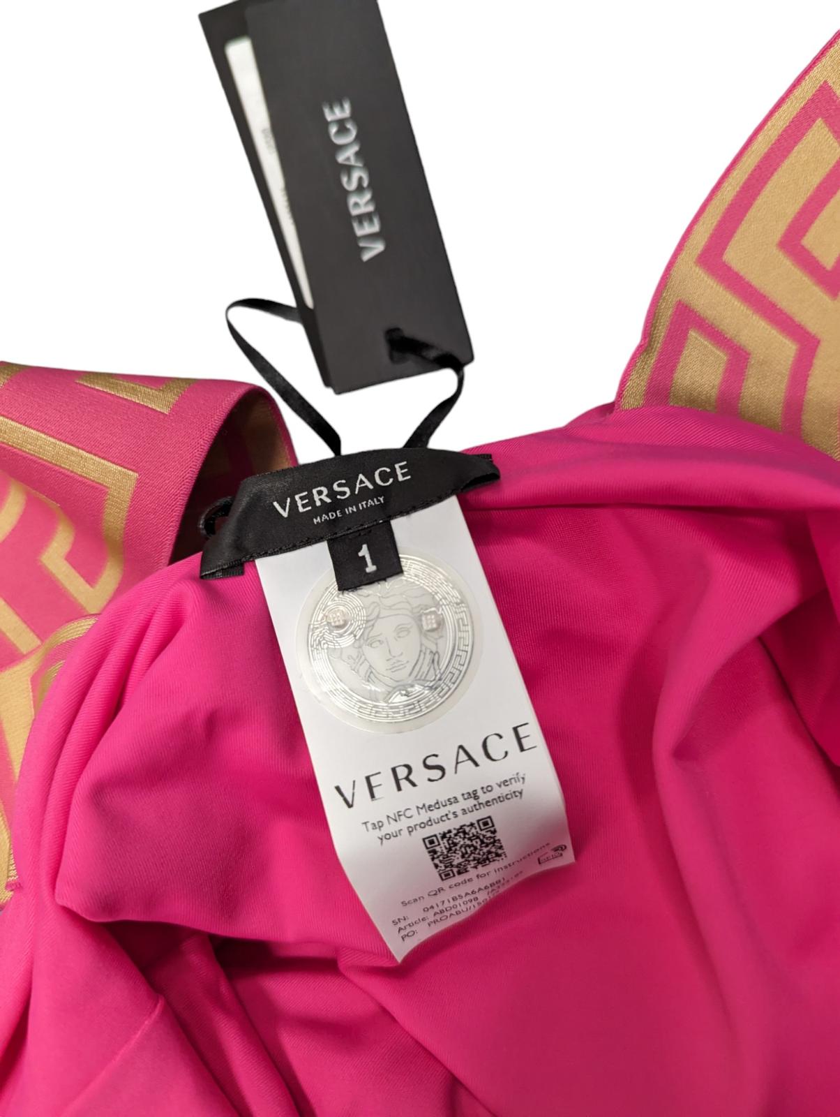 VERSACE Greca Baroque Print Swimming Costume Pink Swimsuit (1) S NEW RRP 225