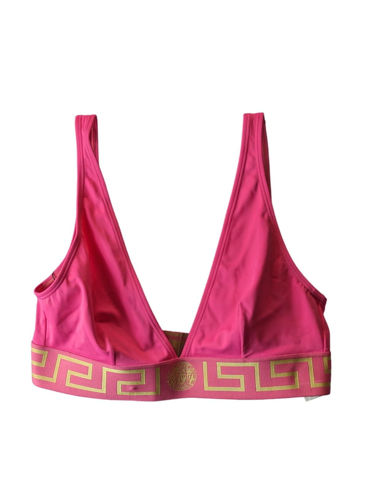 VERSACE Greca Band Bikini Top Bralette Swimwear Pink XL NEW RRP 150