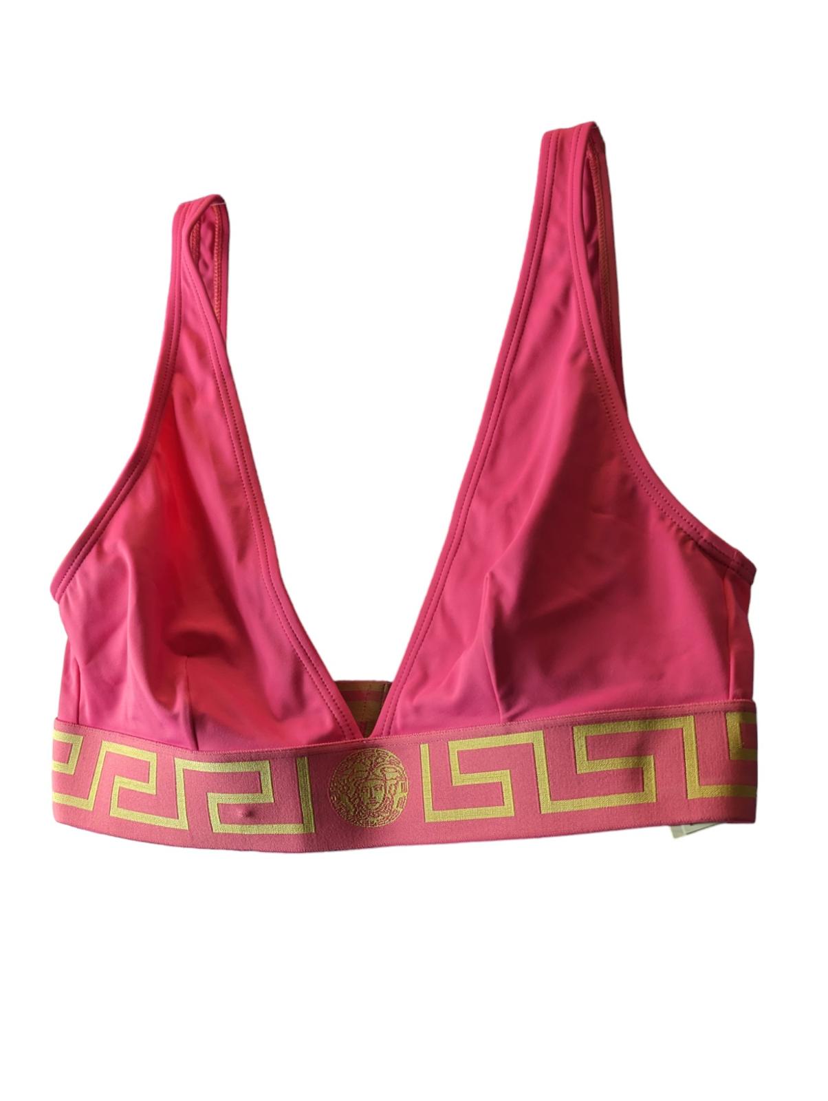 VERSACE Greca Band Bikini Top Bralette Swimwear Pink XL NEW RRP 150