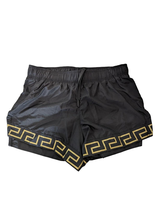 VERSACE Greca Track Shorts Elastic Waist Men's Black Gold XS NEW RRP 440