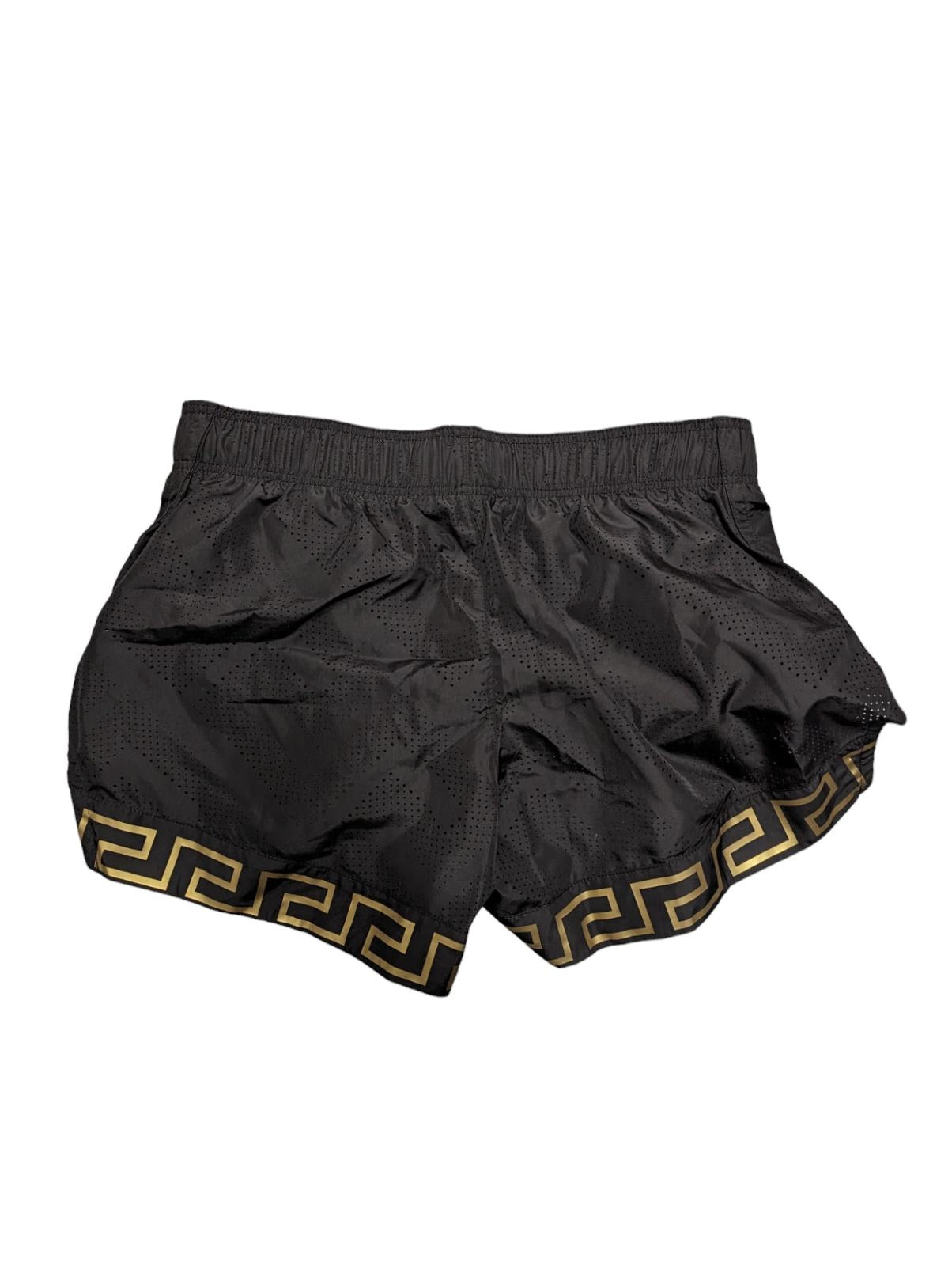 VERSACE Greca Track Shorts Elastic Waist Men's Black Gold XS NEW RRP 440