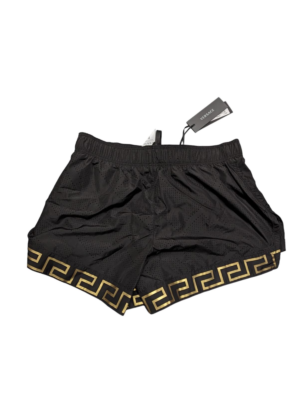 VERSACE Greca Track Shorts Elastic Waist Men's Black Gold XS NEW RRP 440