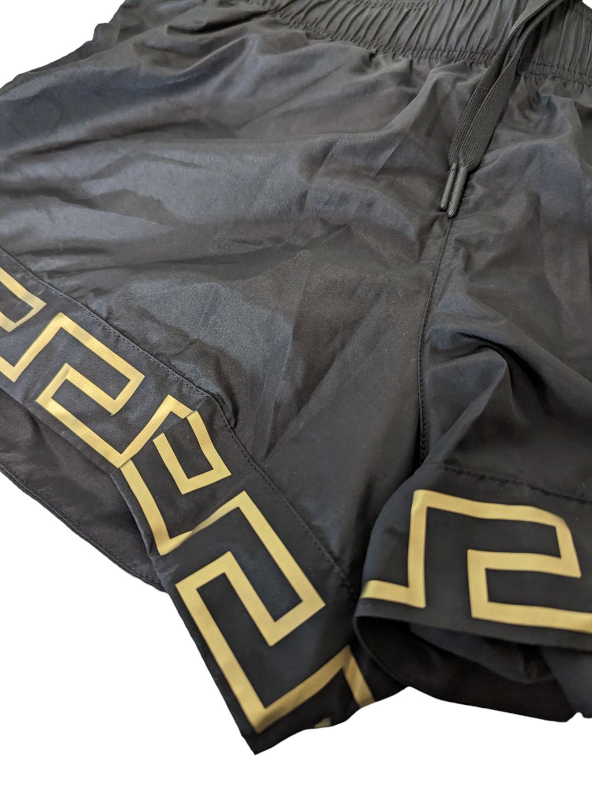 VERSACE Greca Track Shorts Elastic Waist Men's Black Gold XS NEW RRP 440