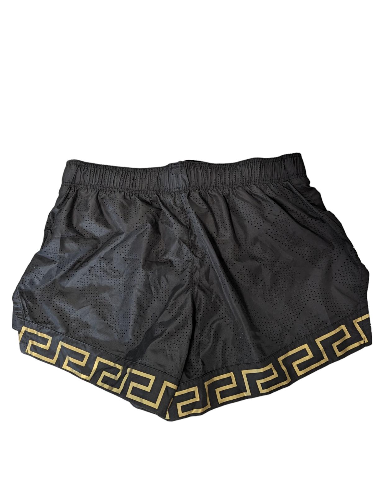 VERSACE Greca Track Shorts Elastic Waist Men's Black Gold XS NEW RRP 440
