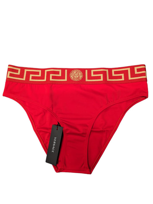 VERSACE Greca Bikini Bottom Briefs Swimwear Red (4) XL NEW RRP 120