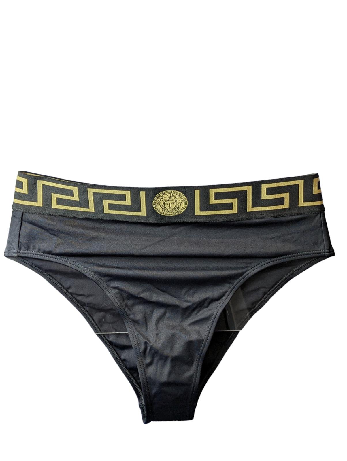 VERSACE Greca Bikini Bottoms High Waist / Cut Swimwear Black XL (4) NEW RRP 160