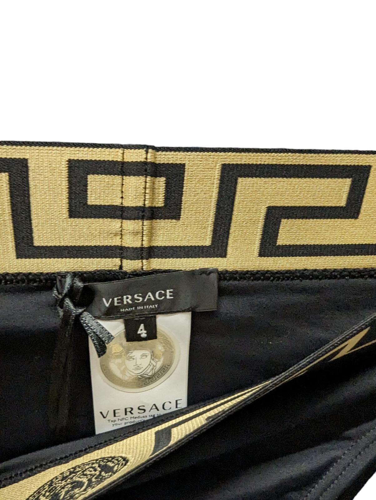 VERSACE Greca Bikini Bottoms High Waist / Cut Swimwear Black XL (4) NEW RRP 160