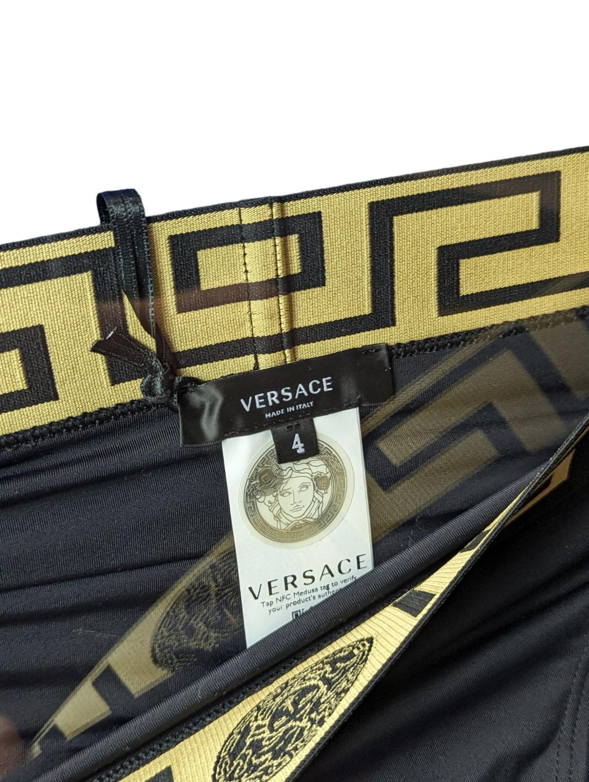 VERSACE Greca Bikini Bottoms High Waist / Cut Swimwear Black XL (4) NEW RRP 160