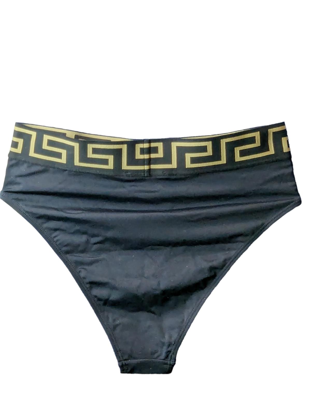 VERSACE Greca Bikini Bottoms High Waist / Cut Swimwear Black XL (4) NEW RRP 160