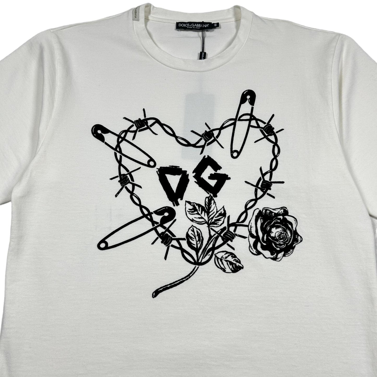 DOLCE & GABBANA Heavyweight Heart T-Shirt Short Sleeve White Size 44 NEW RRP550