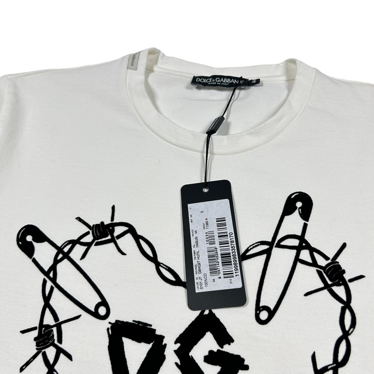 DOLCE & GABBANA Heavyweight Heart T-Shirt Short Sleeve White Size 44 NEW RRP550
