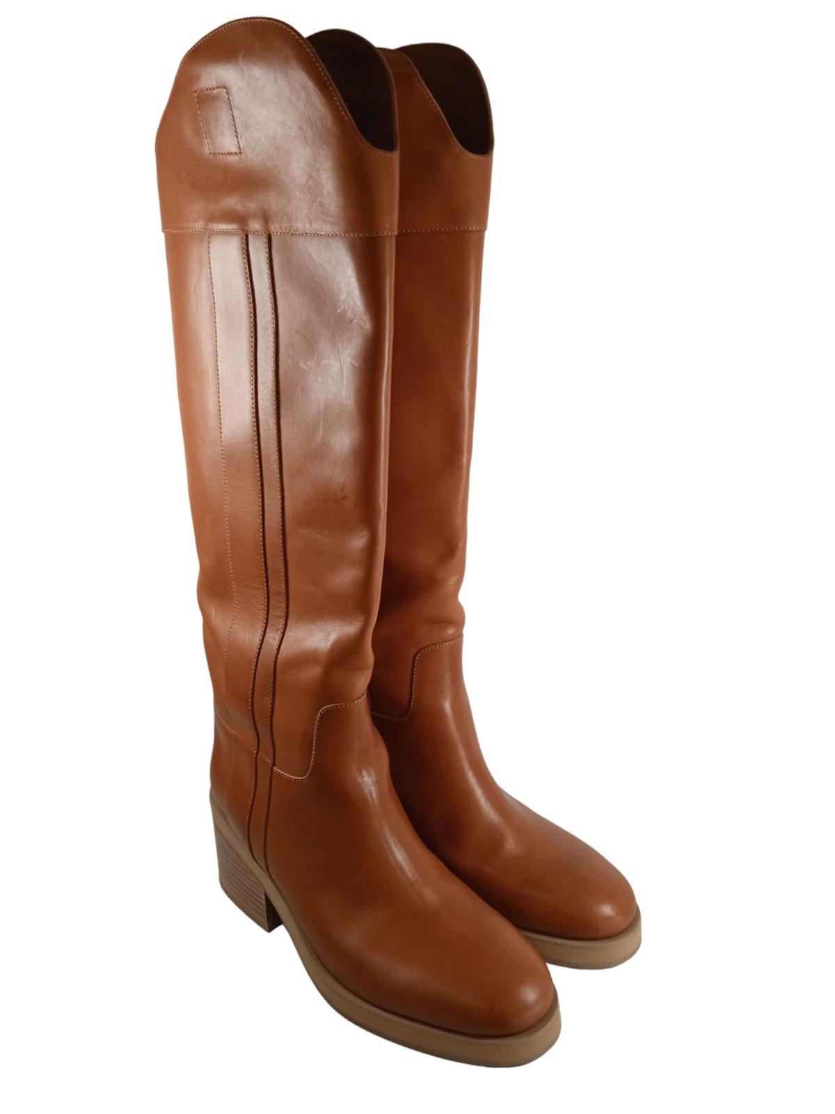 JIMMY CHOO Tonya Boots Brown Leather 70 Heel Knee-High EU40 UK7 RRP1125 NEW