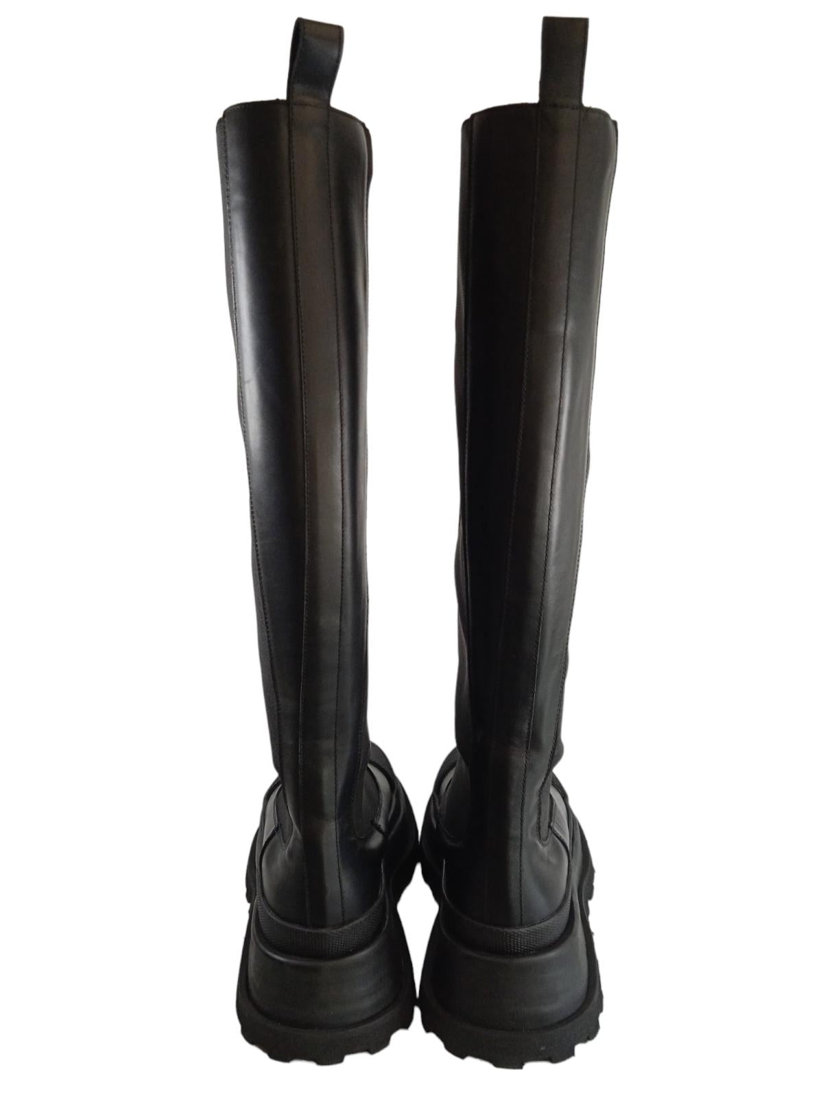 JIL SANDER Chelsea Boots Black Leather Knee High Flatform EU37 UK4 RRP990 NEW