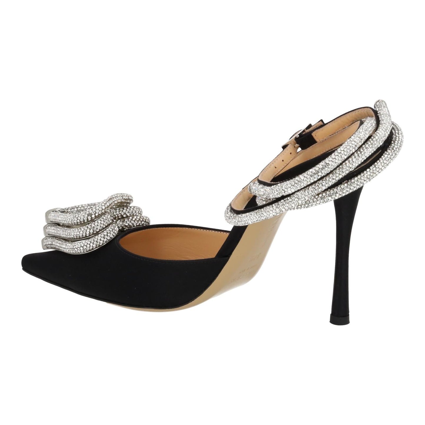 MACH & MACH Triple Heart Shoe Crystal Embellished Black IT38.5 UK5.5 NEW RRP780