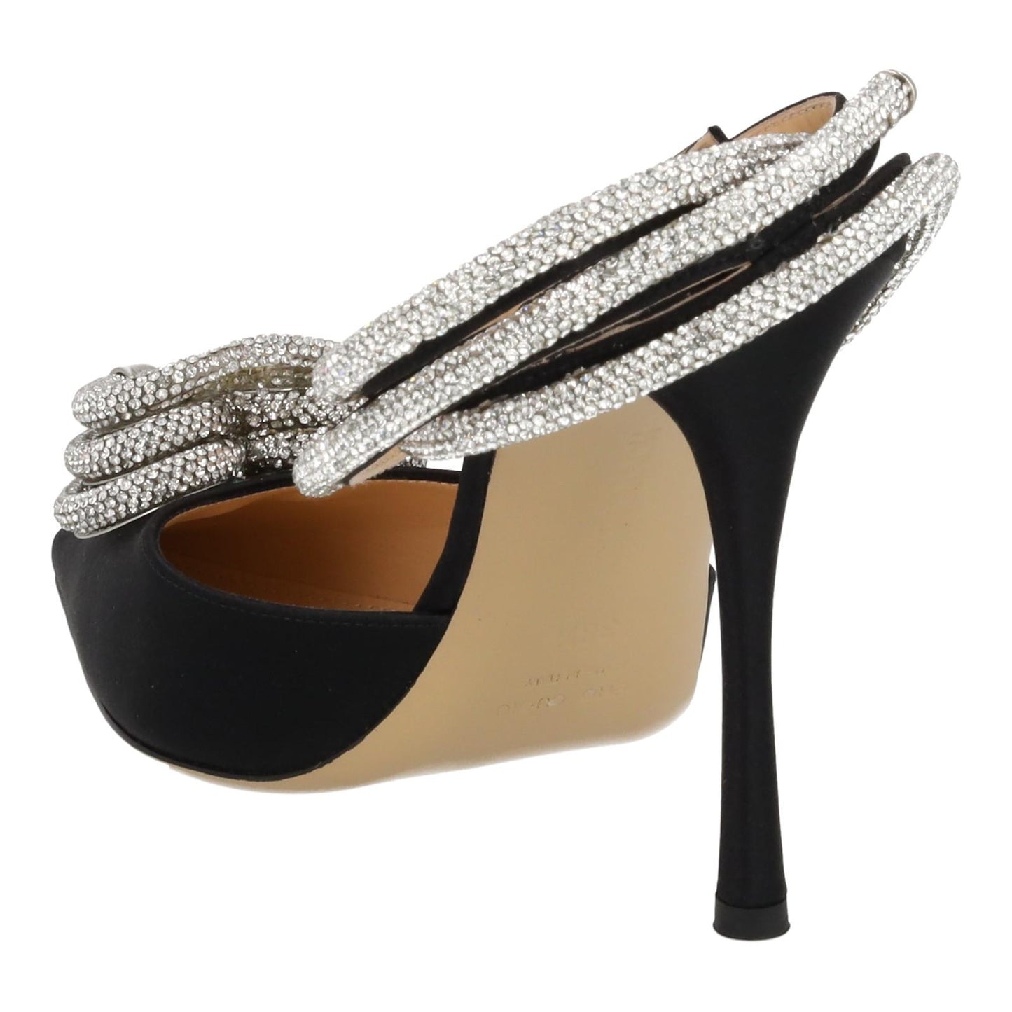 MACH & MACH Triple Heart Shoe Crystal Embellished Black IT38.5 UK5.5 NEW RRP780