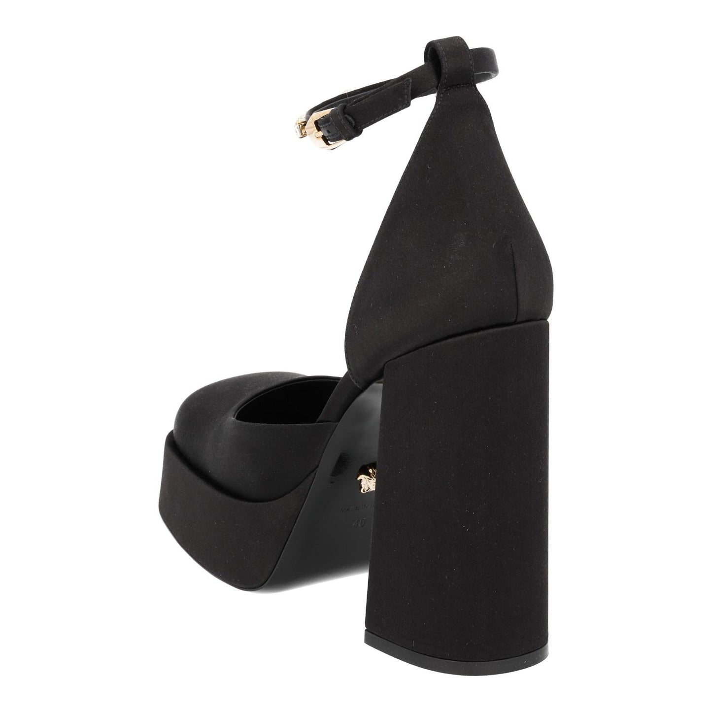 VERSACE Medusa Aevitas Platform Pump Shoes Black Satin IT40 UK7 NEW RRP830