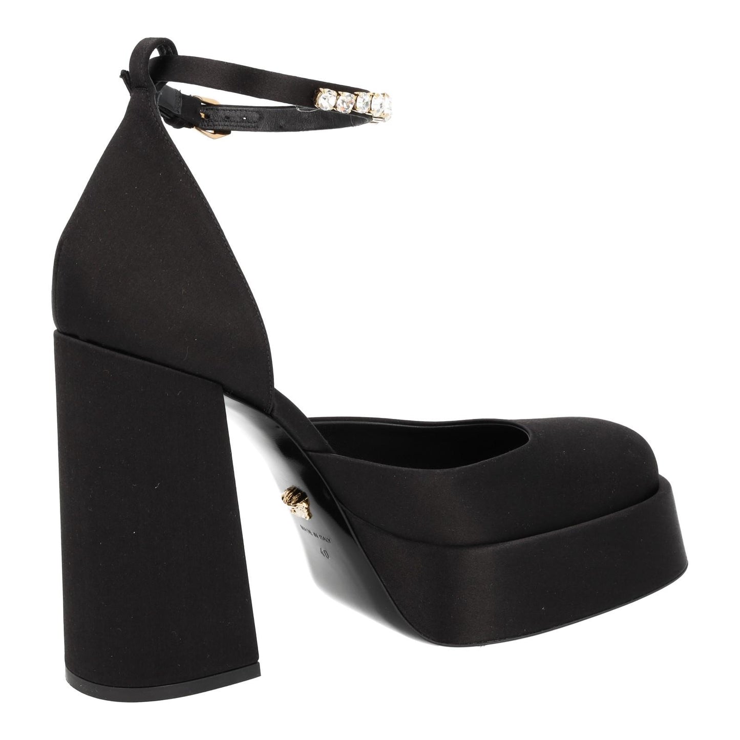 VERSACE Medusa Aevitas Platform Pump Shoes Black Satin IT40 UK7 NEW RRP830