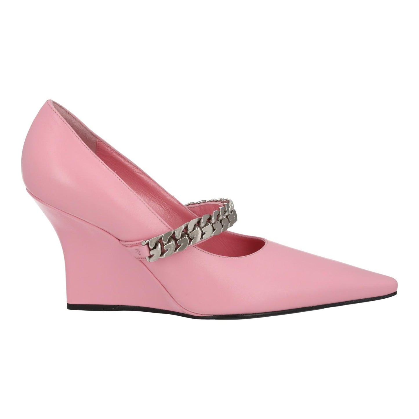 GIVENCHY Chain Pump Shoes 85 Wedge High Heel Pink Leather EU37 UK4 NEW RRP850