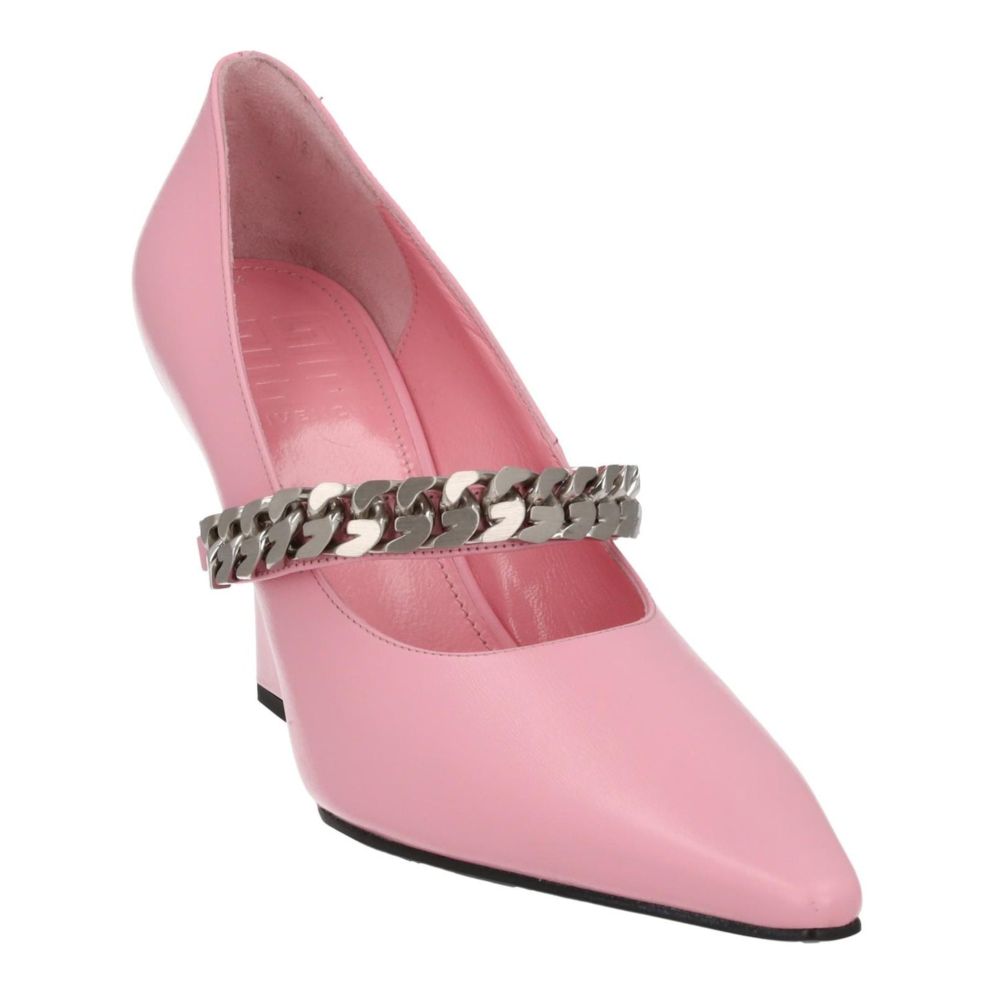GIVENCHY Chain Pump Shoes 85 Wedge High Heel Pink Leather EU37 UK4 NEW RRP850
