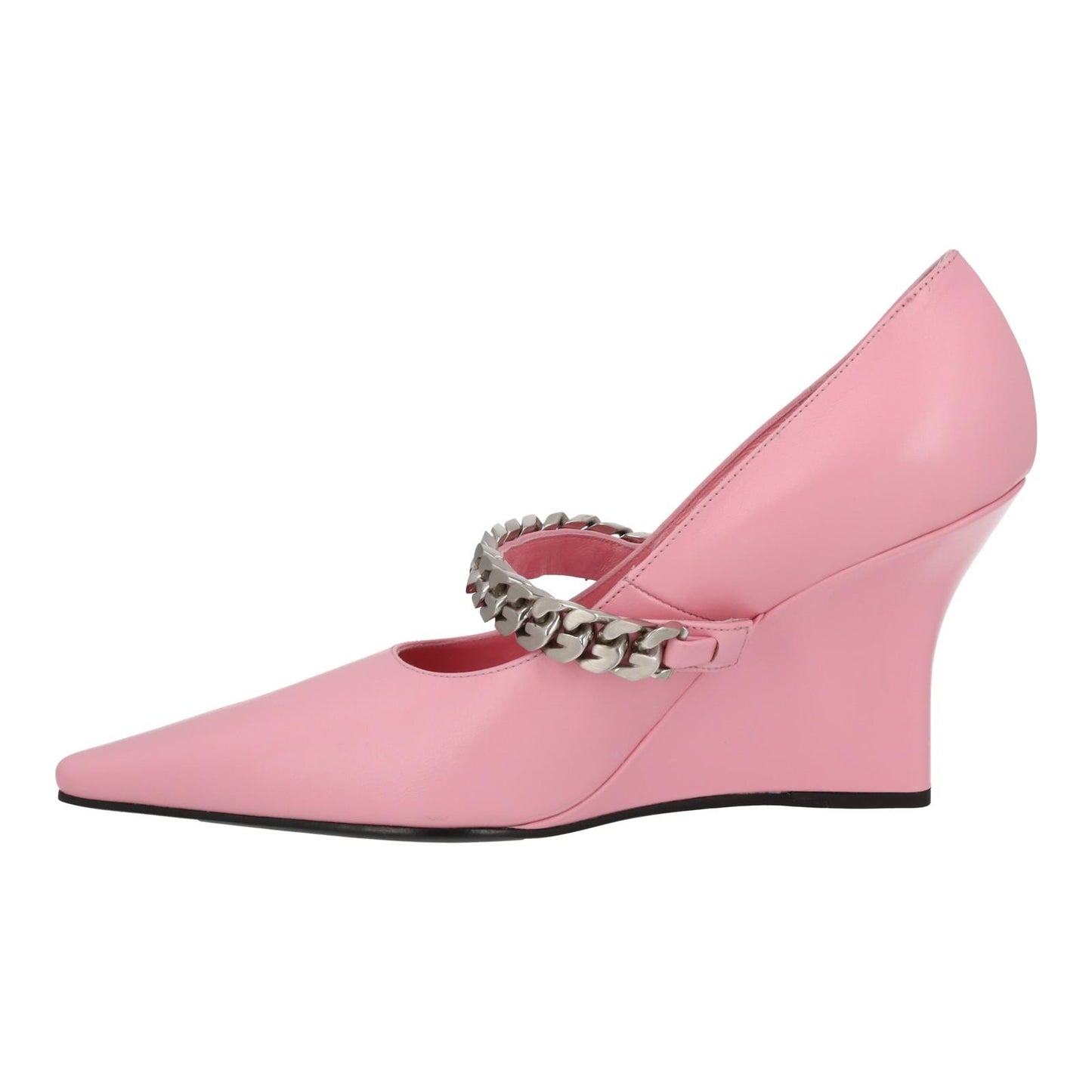 GIVENCHY Chain Pump Shoes 85 Wedge High Heel Pink Leather EU37 UK4 NEW RRP850
