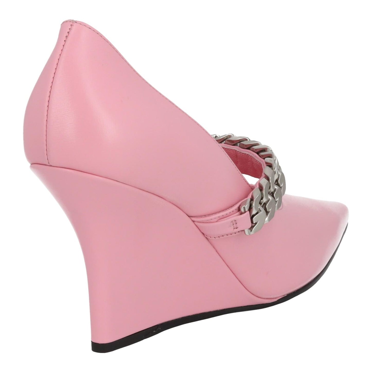 GIVENCHY Chain Pump Shoes 85 Wedge High Heel Pink Leather EU37 UK4 NEW RRP850