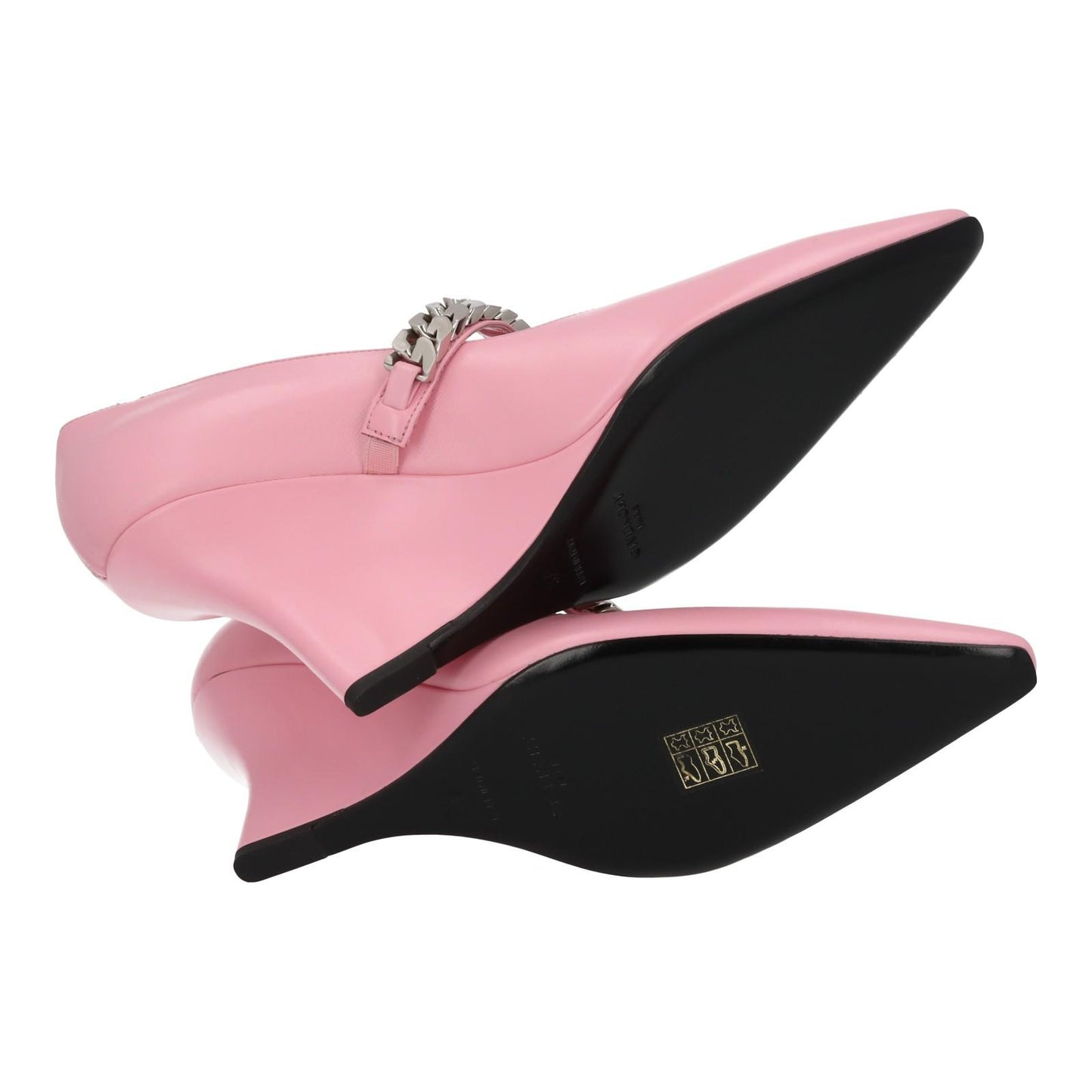 GIVENCHY Chain Pump Shoes 85 Wedge High Heel Pink Leather EU37 UK4 NEW RRP850