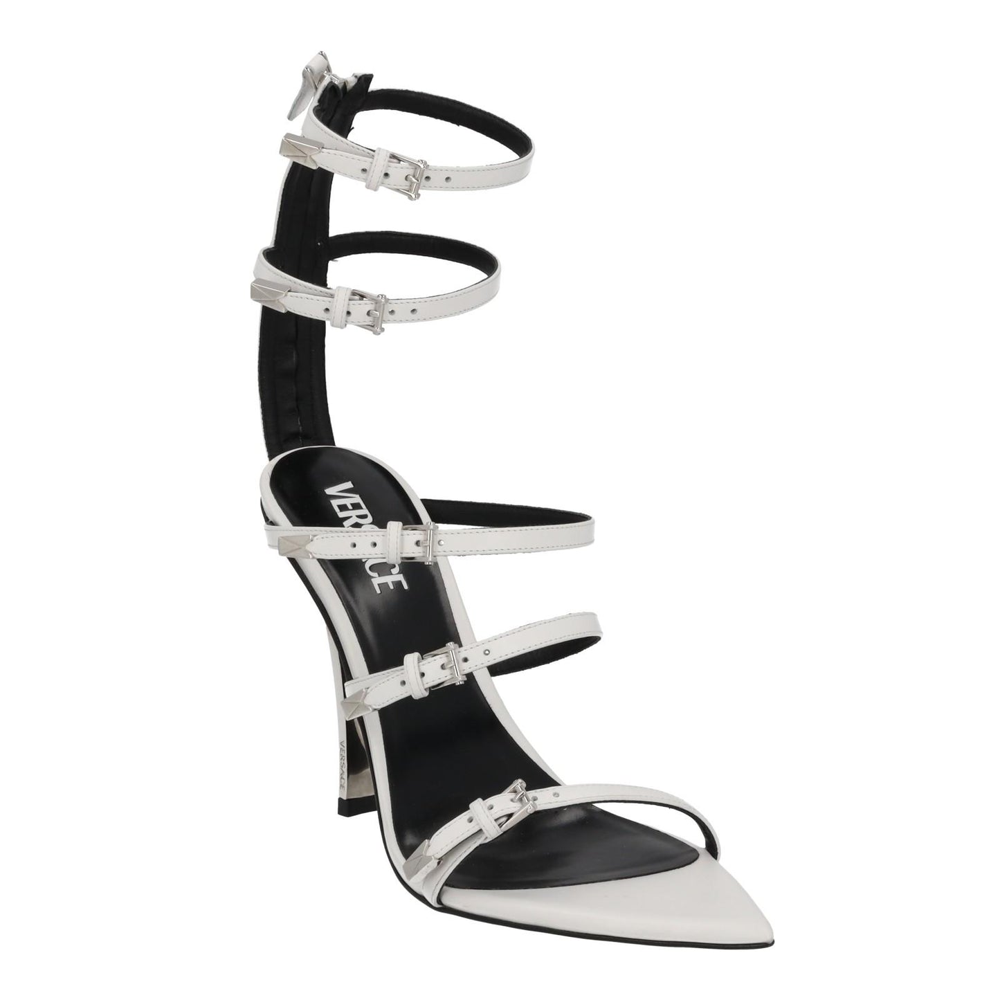 VERSACE Sandal Shoes Multi Strap Heels White Leather EU39.5 UK6.5 NEW RRP1100