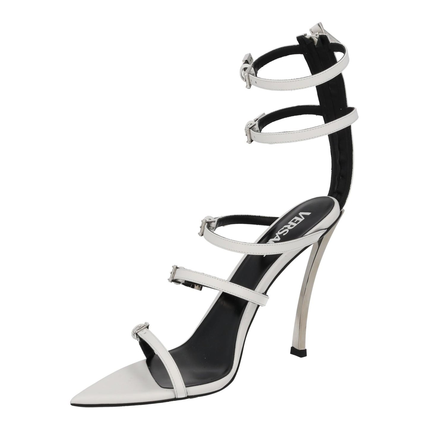 VERSACE Sandal Shoes Multi Strap Heels White Leather EU39.5 UK6.5 NEW RRP1100