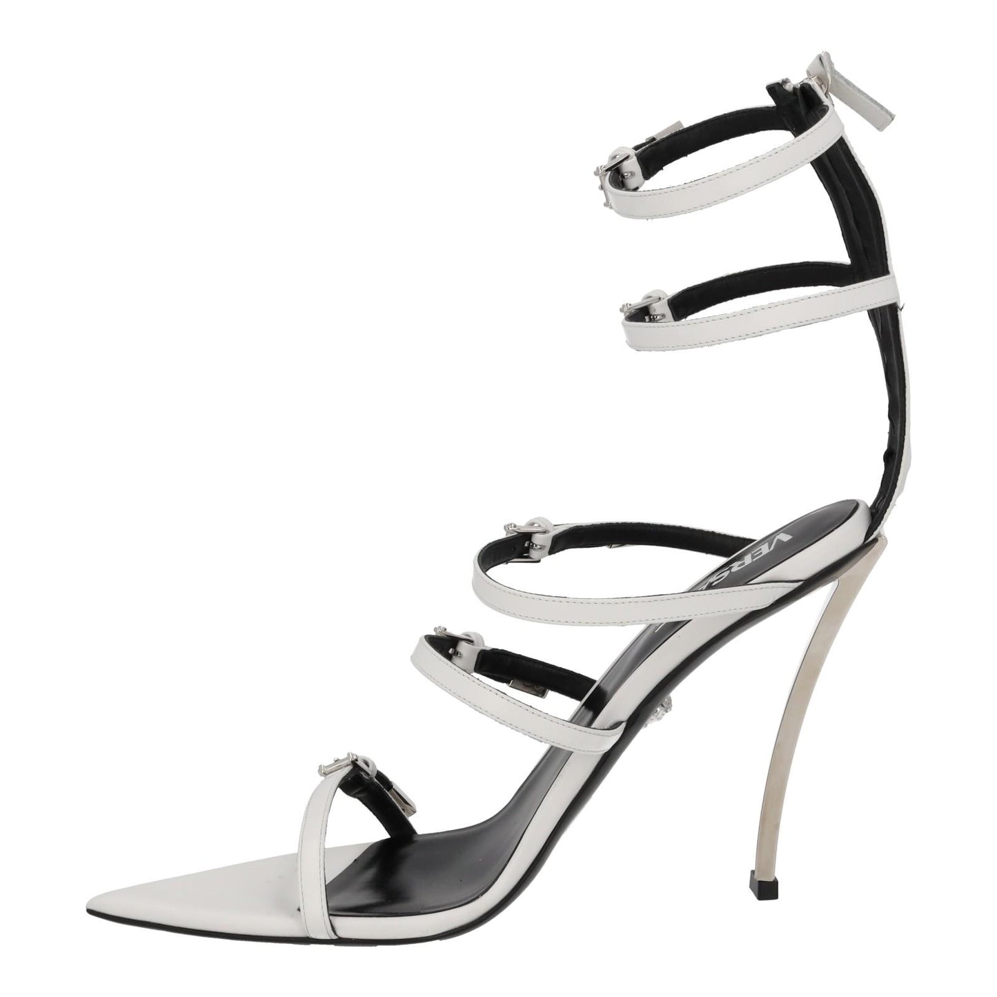 VERSACE Sandal Shoes Multi Strap Heels White Leather EU39.5 UK6.5 NEW RRP1100