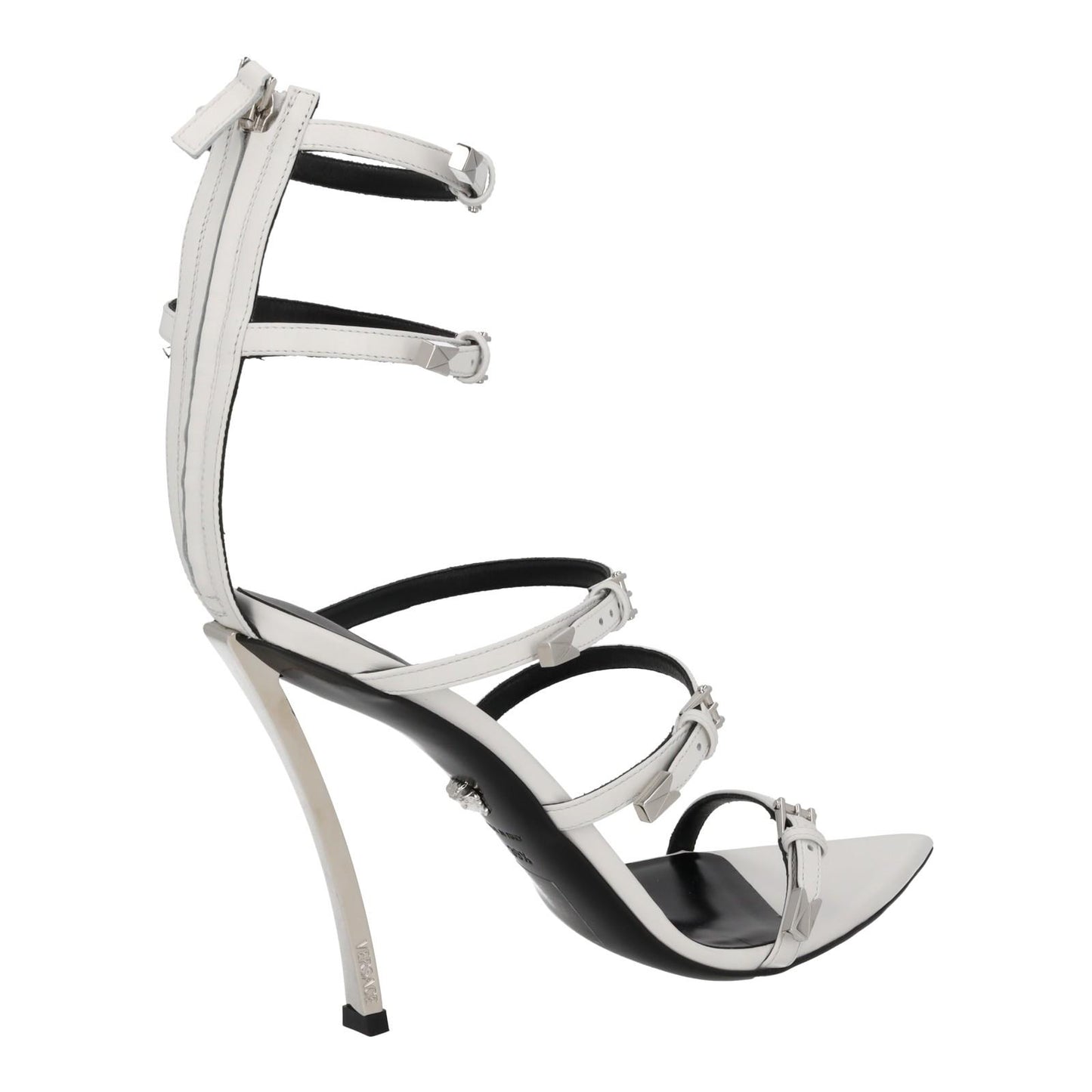 VERSACE Sandal Shoes Multi Strap Heels White Leather EU39.5 UK6.5 NEW RRP1100