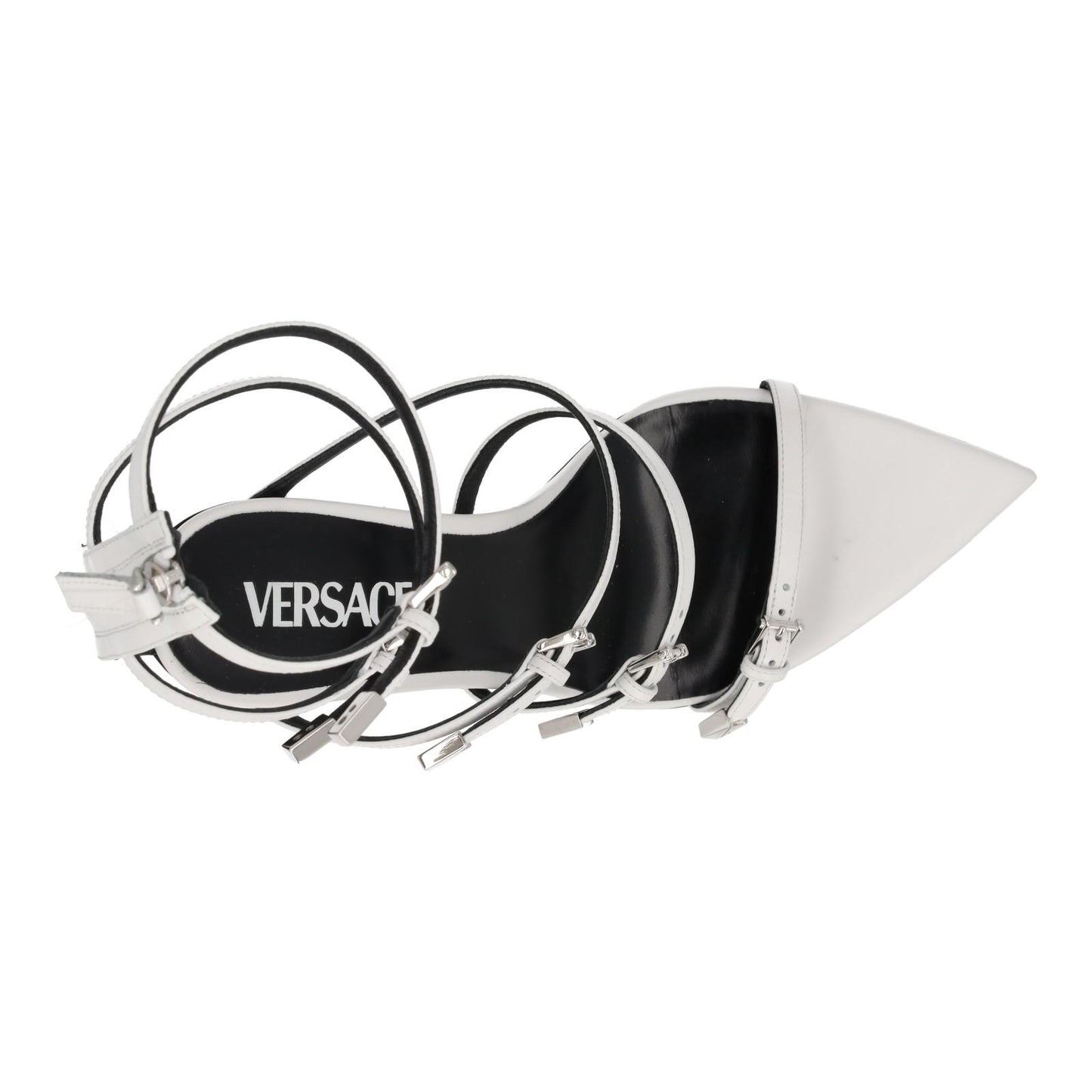 VERSACE Sandal Shoes Multi Strap Heels White Leather EU39.5 UK6.5 NEW RRP1100