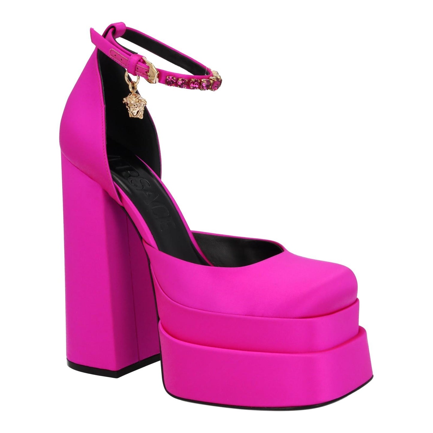 VERSACE Aevitas Platform Shoes Medusa Charm Pink Satin EU39 UK6 NEW RRP1100