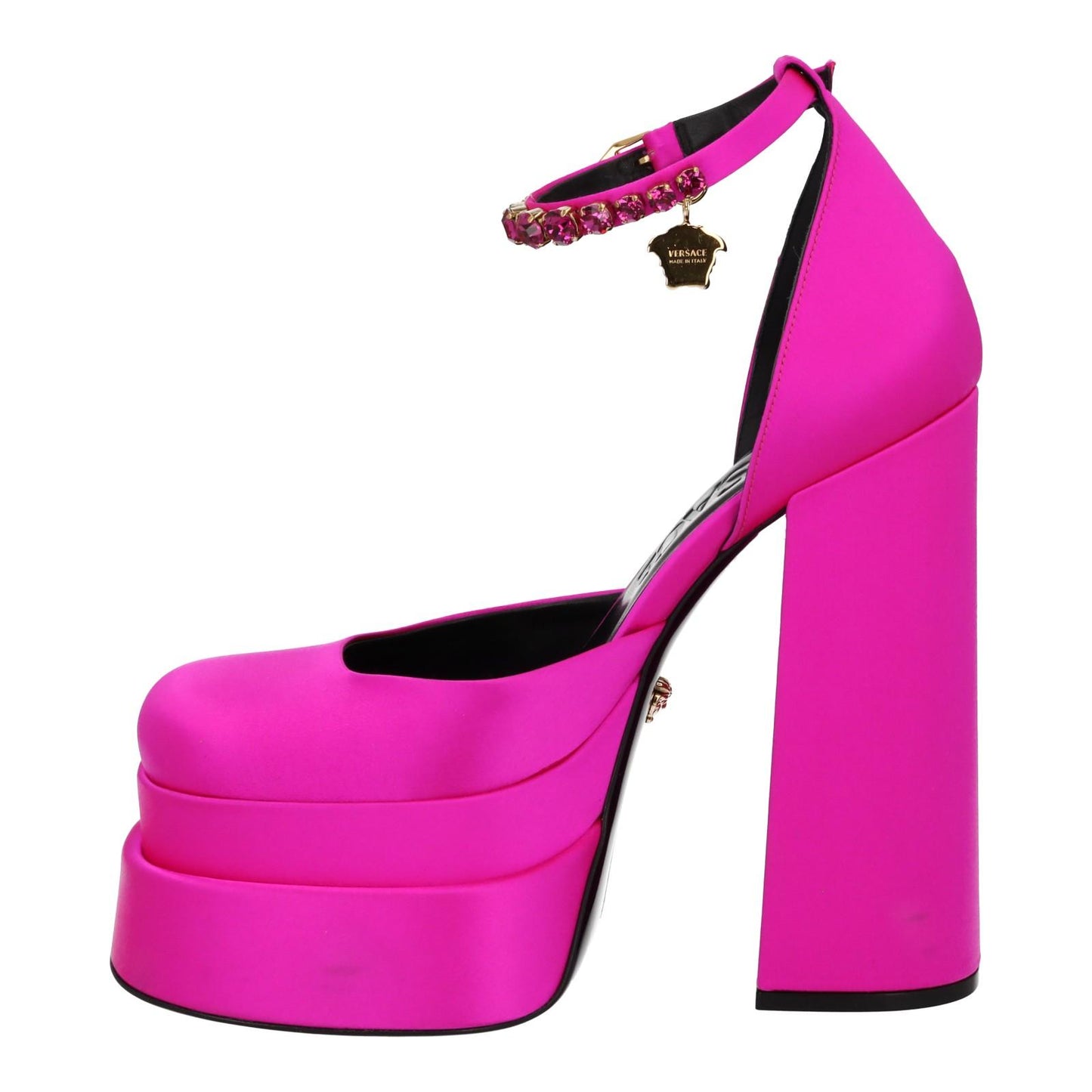 VERSACE Aevitas Platform Shoes Medusa Charm Pink Satin EU39 UK6 NEW RRP1100