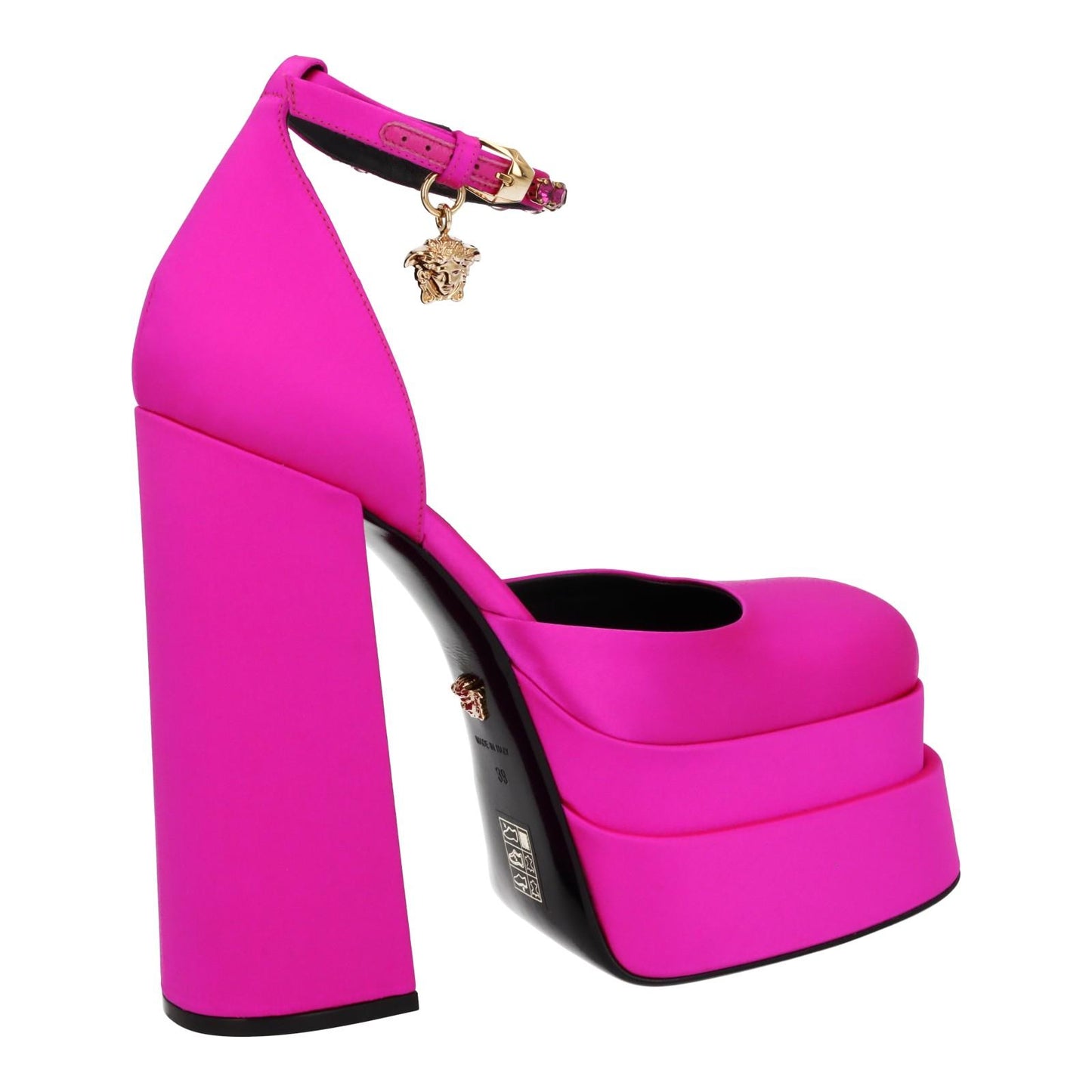 VERSACE Aevitas Platform Shoes Medusa Charm Pink Satin EU39 UK6 NEW RRP1100