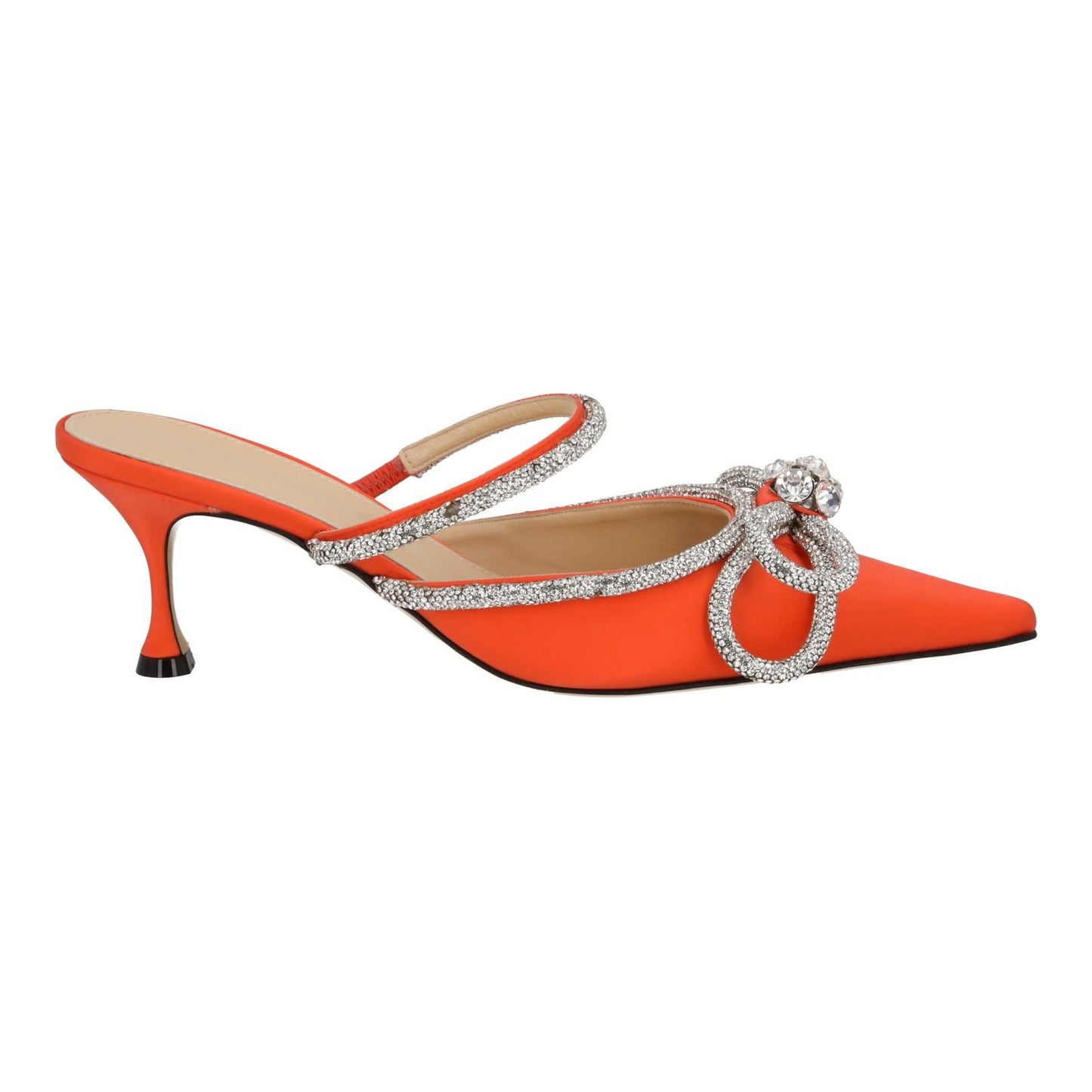MACH & MACH Double Bow Shoes 65 High Heel Satin Pump Orange EU39 UK6 NEW RRP820